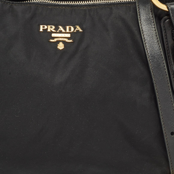 PRADA Black Nylon and Leather Ring Handle Hobo - Picture 5 of 8